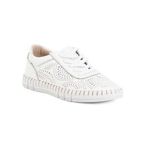HAPPYMONK White Made In Spain Leather Laser Cut Sneakers